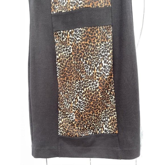 Michael Kors Womens Size 2 Gold Zip Back Sleeveless Cheetah & Black Sheath Dress - Picture 5 of 12